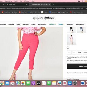 Unique Vintage Cropped Hot Pink Pants with Belt NWT